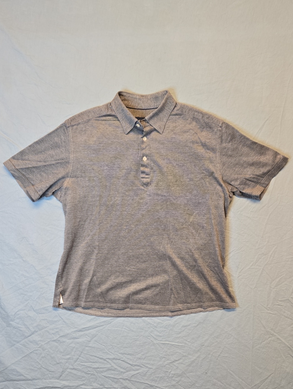 Eton Slim Heather Gray 1/4 Button Down Cotton Short Sleeve Polo Shirt